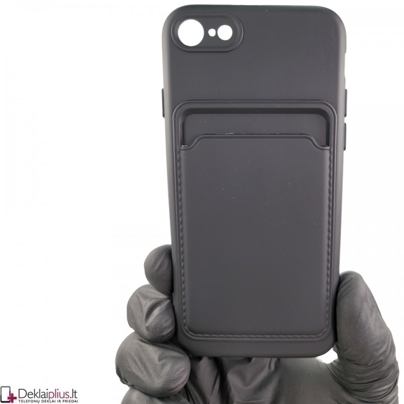 Švelnus silikoninis dėklas su kišenėle - juodas (Apple Iphone 7/8/Se 2020/Se 2022) Švelnus silikoninis dėklas su kišenėle - juodas (Apple Iphone 7/8/Se 2020/Se 2022)